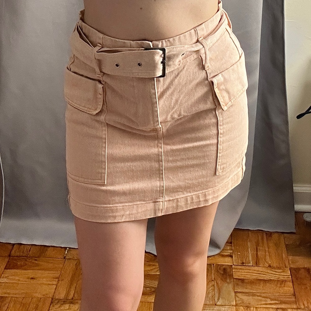 Pink Mini Skirt Jean Material Size S